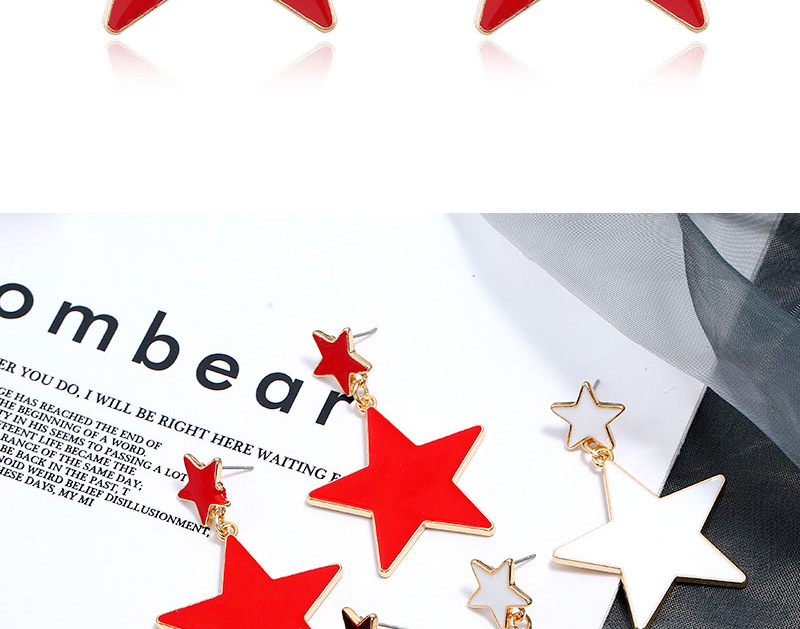 Fashion Red Pentagram Acrylic Stud Earrings,Drop Earrings