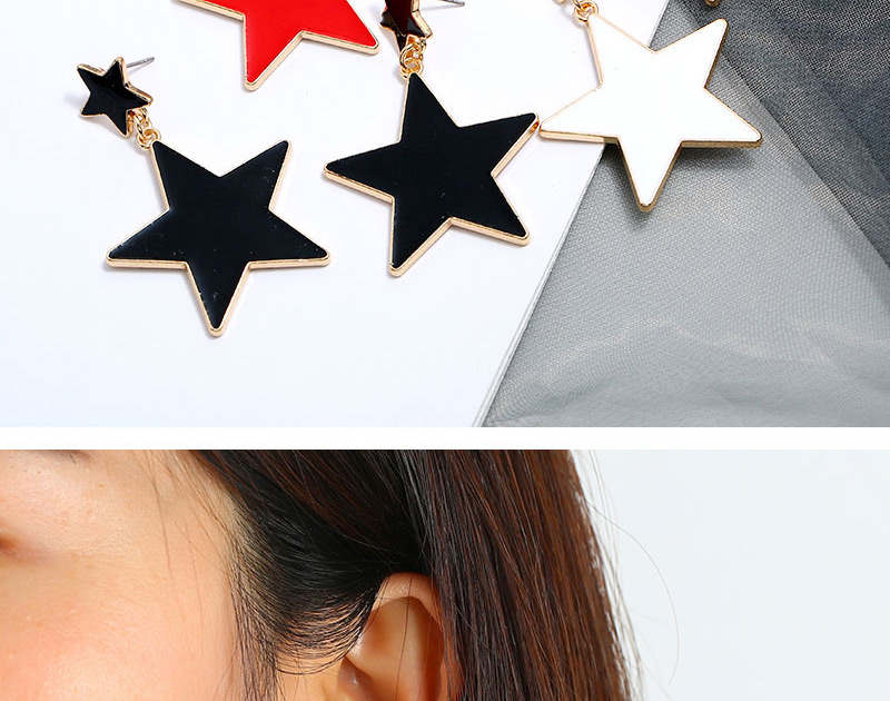 Fashion Red Pentagram Acrylic Stud Earrings,Drop Earrings