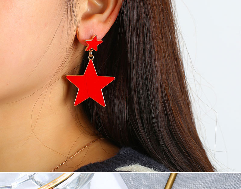 Fashion Black Pentagram Acrylic Stud Earrings,Drop Earrings