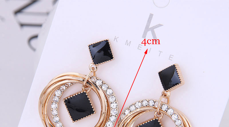 Fashion Golden Geometric Square Ear Studs With Diamonds,Drop Earrings