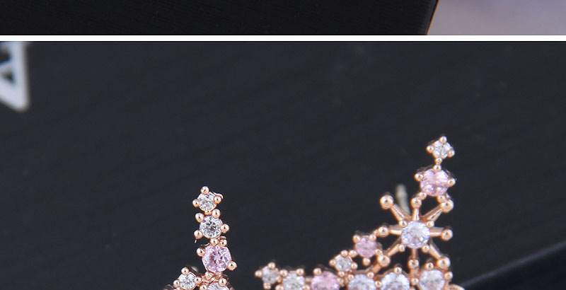 Fashion Rose Gold Star Stud Earrings With Diamonds,Earrings