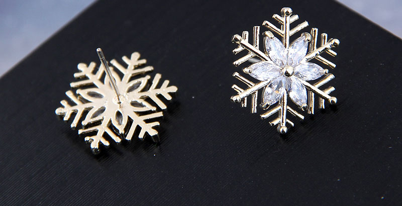 Fashion Silver Snowflake Geometric Stud Earrings,Stud Earrings