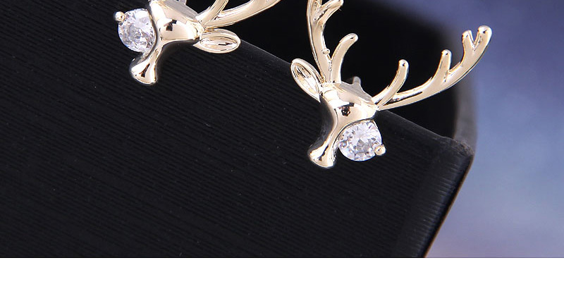 Fashion Golden Christmas Deer Earrings With Diamonds,Stud Earrings