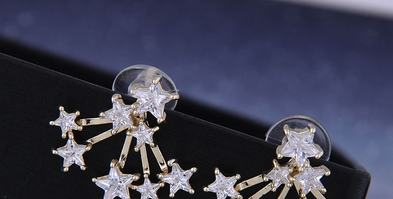 Fashion Silver Star Stud Earrings With Diamonds,Earrings