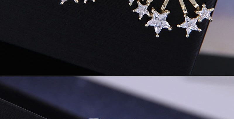 Fashion Golden Star Stud Earrings With Diamonds,Earrings
