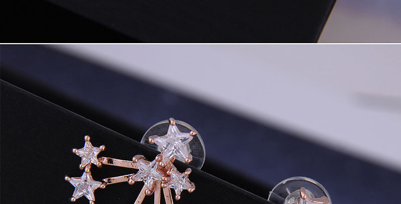 Fashion Silver Star Stud Earrings With Diamonds,Earrings