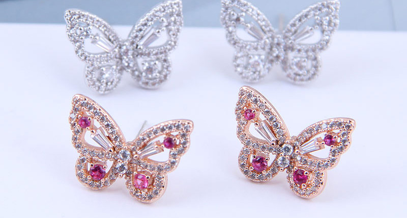 Fashion Rose Gold Bronze Diamond Earrings With Diamonds,Stud Earrings