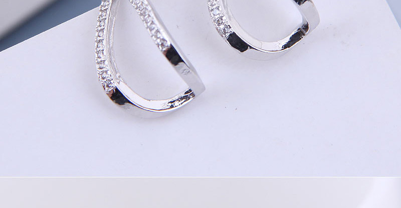 Fashion Golden Brass And Diamond Love Heart Geometric Openwork Earrings,Stud Earrings