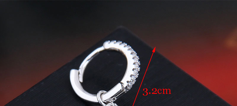 Fashion Silver Asymmetric Stud Earrings With Copper Inlaid Zircon,Hoop Earrings