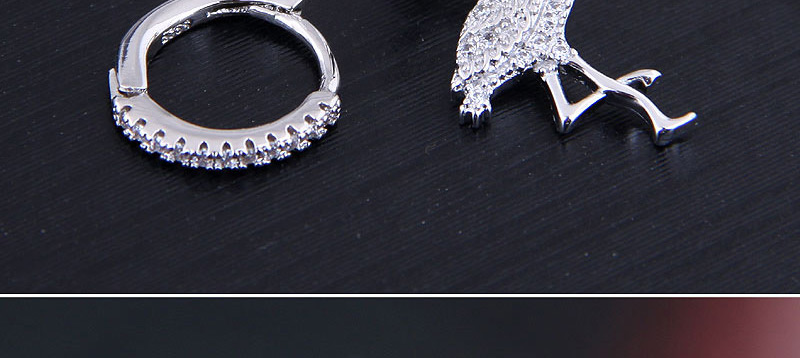 Fashion Silver Asymmetric Stud Earrings With Copper Inlaid Zircon,Hoop Earrings