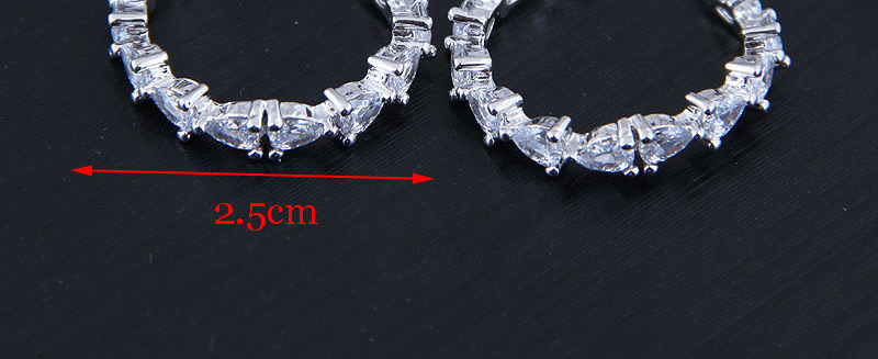 Fashion Silver Cubic Zirconia Meniscus Stud Earrings,Hoop Earrings