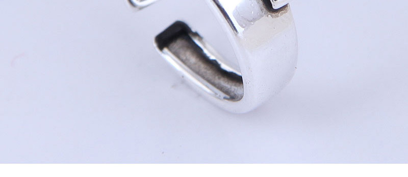 Fashion Silver Embossed Letter Geometric Open Ring,Fashion Rings
