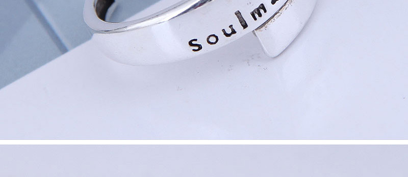 Fashion Silver Embossed Letter Geometric Open Ring,Fashion Rings