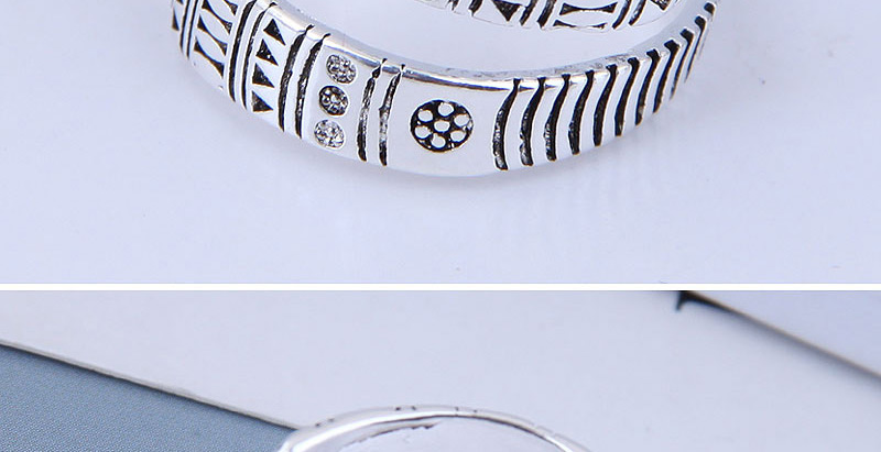 Fashion Silver Flower Embossed Geometric Split Ring,Fashion Rings