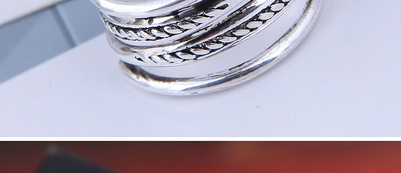 Fashion Silver Embossed Geometric Split Ring,Fashion Rings