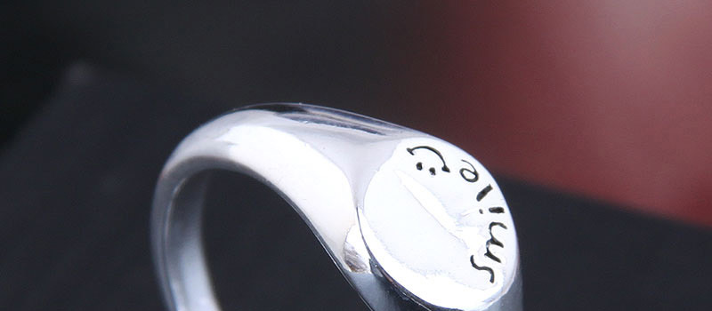 Fashion Silver Letter Embossed Open Ring,Fashion Rings