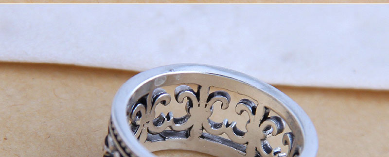 Fashion Silver Wide-edge Openwork Embossed Alloy Split Ring,Fashion Rings