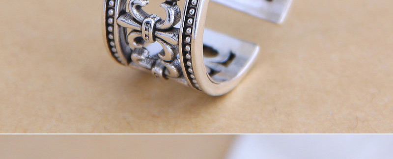 Fashion Silver Wide-edge Openwork Embossed Alloy Split Ring,Fashion Rings