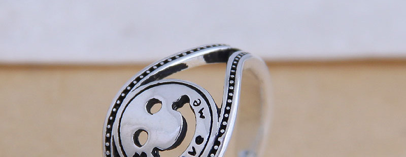 Fashion Silver Smiley Letter Openwork Ring,Fashion Rings