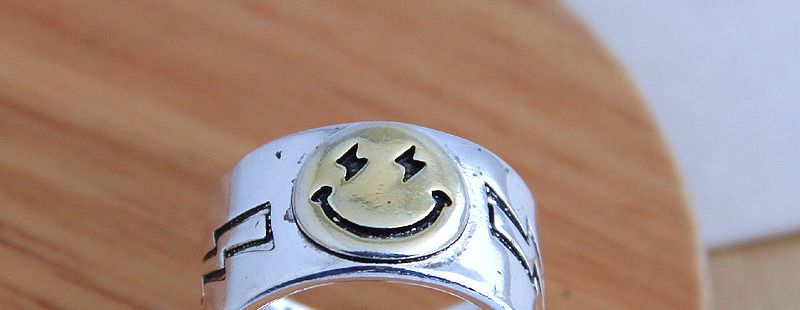 Fashion Silver Lightning Smiley Wide Slit Ring,Fashion Rings