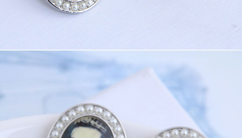 Fashion Silver Marilyn Monroe Pearl Geometric Stud Earrings,Stud Earrings