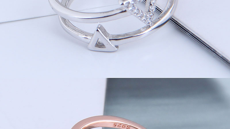 Fashion Silver Cubic Zirconia Triangular Open Ring,Fashion Rings