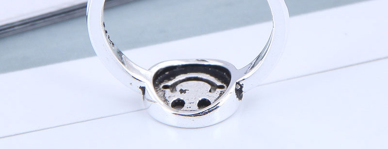 Fashion Silver Alphabet Smiley Openwork Ring,Fashion Rings