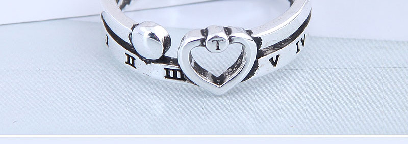 Fashion Silver Letter Openwork Heart Open Ring,Fashion Rings
