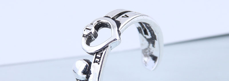 Fashion Silver Letter Openwork Heart Open Ring,Fashion Rings