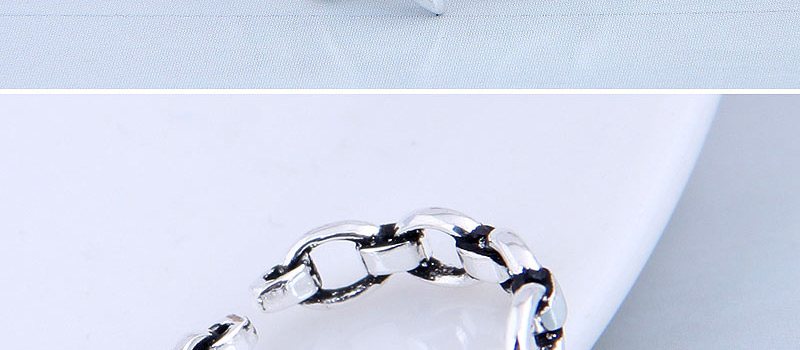 Fashion Silver Letter Chain Lucky Star Open Ring,Fashion Rings