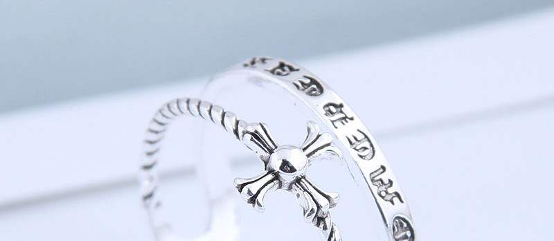 Fashion Silver Embossed Open Cross Ring,Fashion Rings