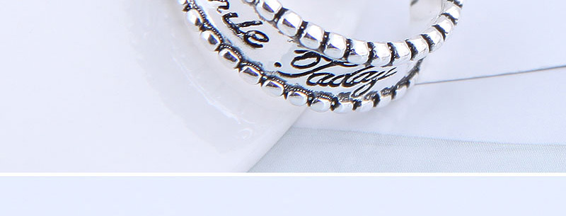 Fashion Silver Letter Embossed Wide Open Ring,Fashion Rings