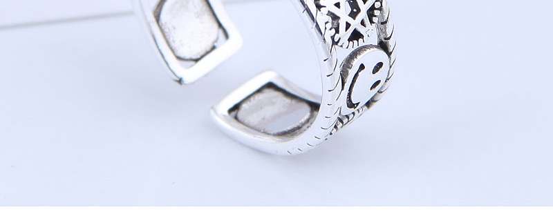 Fashion Silver Pentagram Openwork Smiley Open Ring,Fashion Rings