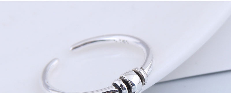 Fashion Silver Beaded Smiley Face Open Thin Edge Ring,Fashion Rings