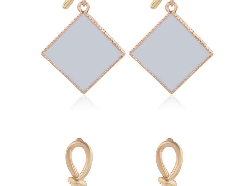 Fashion White Color Drop Geometric Stud Earrings,Stud Earrings
