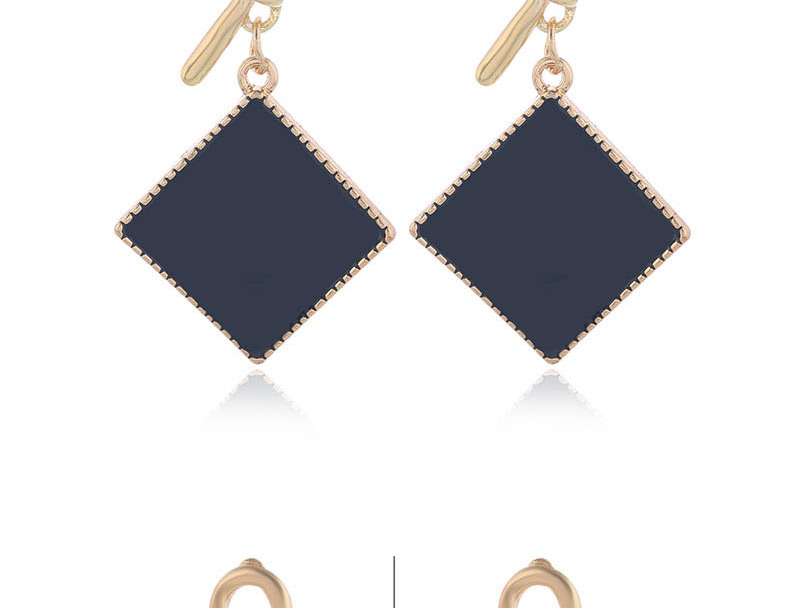 Fashion Black Color Drop Geometric Stud Earrings,Stud Earrings
