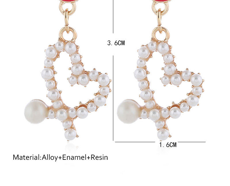 Fashion White Irregular Heart Pierced Earrings With Pearl Drop Oil,Stud Earrings