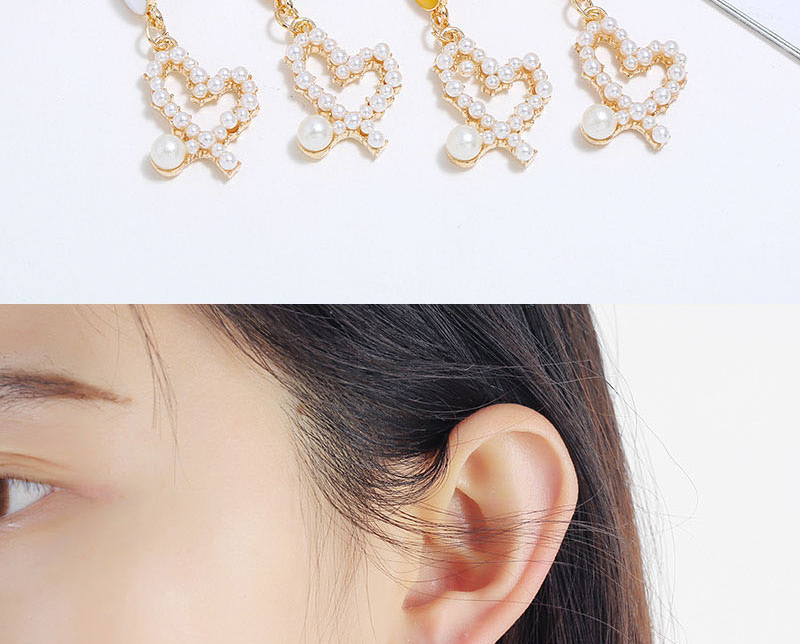 Fashion Yellow Irregular Heart Pierced Earrings With Pearl Drop Oil,Stud Earrings