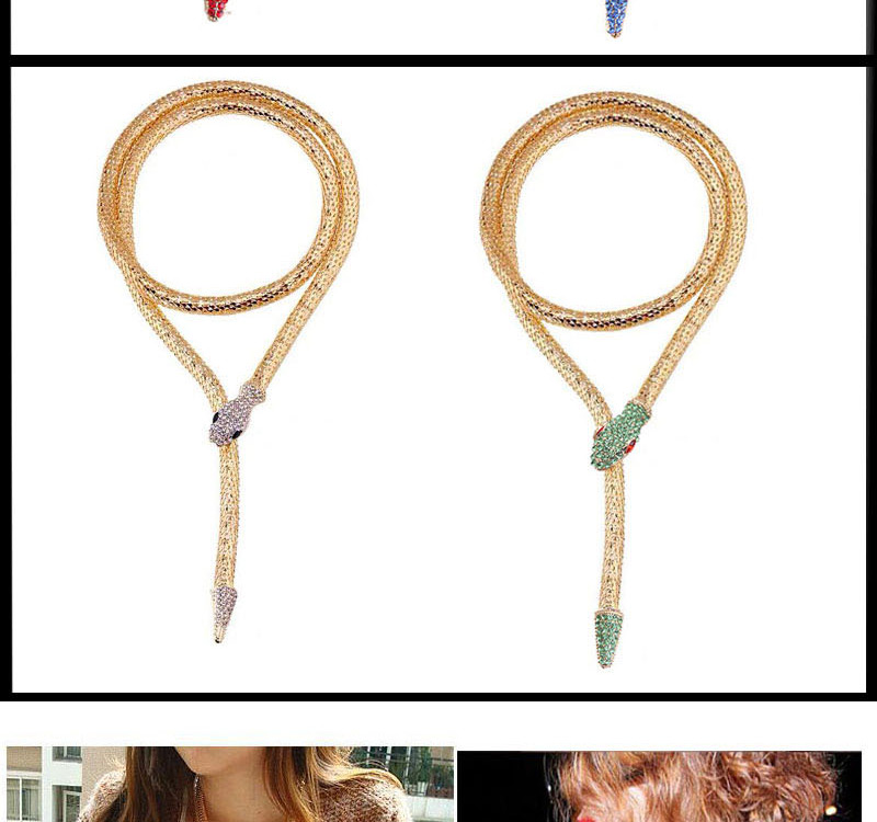 Fashion Green Multi-layered Diamond Snake Snake Multi-layer Bracelet Necklace,Pendants