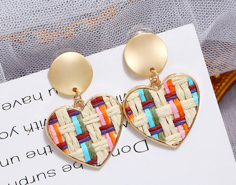 Fashion Color Mixing Love Braided Alloy Earrings,Stud Earrings
