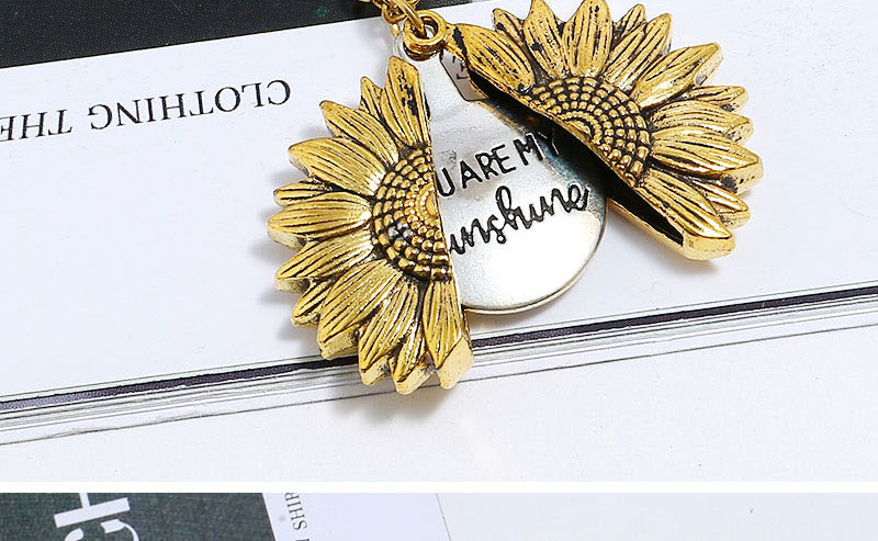 Fashion Golden Alphabet Sunflower Beetle Alloy Necklace,Pendants