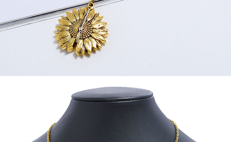 Fashion Golden Alphabet Sunflower Beetle Alloy Necklace,Pendants