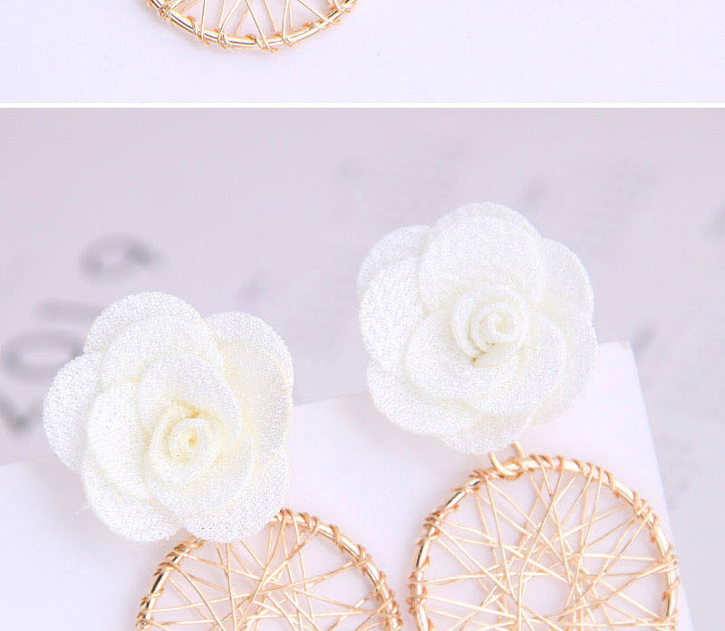 Fashion White Flower Dreamcatcher Alloy Hollow Stud Earrings,Stud Earrings