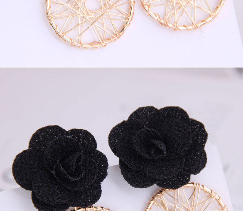 Fashion Black Flower Dreamcatcher Alloy Hollow Stud Earrings,Stud Earrings