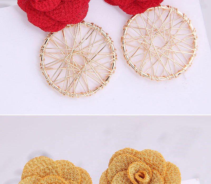 Fashion Red Flower Dreamcatcher Alloy Hollow Stud Earrings,Stud Earrings