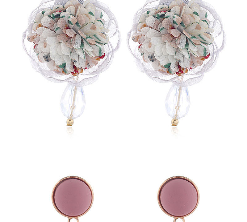 Fashion Pink Rose Flower Stud Earrings With Crystal Alloy,Stud Earrings