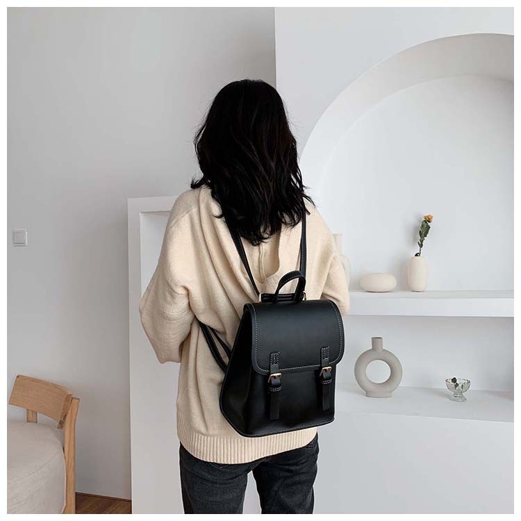 Fashion Black Contrast Stitching Backpack,Backpack