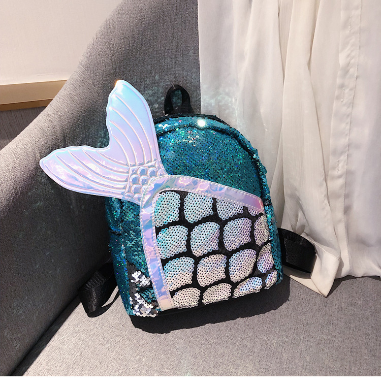 Fashion Rose Red Sequined Fishtail Backpack,Backpack