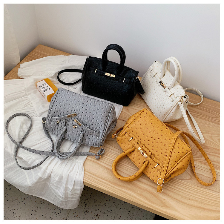 Fashion Light Grey Ostrich Pattern Portable Slung Shoulder Bag,Handbags