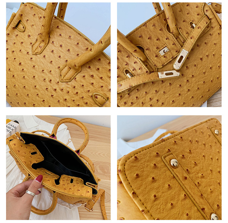 Fashion Light Grey Ostrich Pattern Portable Slung Shoulder Bag,Handbags